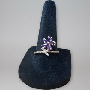 18k Rose Gold Plated Purple Flower Ring
